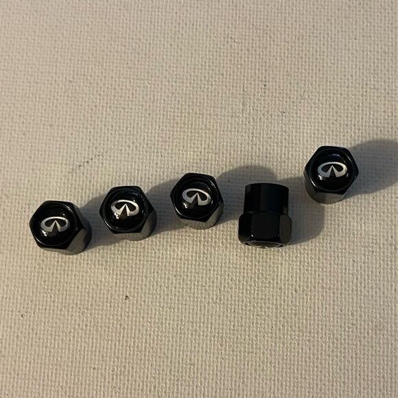 Infinity valve Stem caps in black set of 5 NWT - Picture 1 of 4